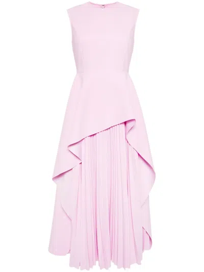 Solace London The Severny Peplum Midi Dress In Pink