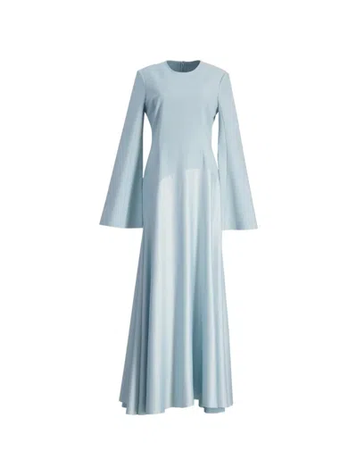 Solace London The Storm Flared-sleeve Maxi Dress In Blue
