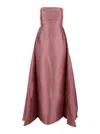 Solace London Tiffany Pink Long Dress With Draped Details And Flared Skirt In Twill Woman In Pink