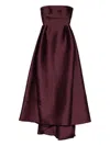 Solace London Tiffany Strapless Asymmetric Maxi Dress In Red