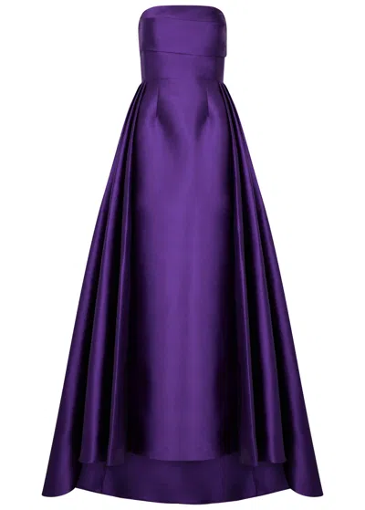 Solace London Tiffany Strapless Faille Gown In Purple