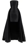 Solace London Strapless Trina Mini Dress With Maxi Draped In Black