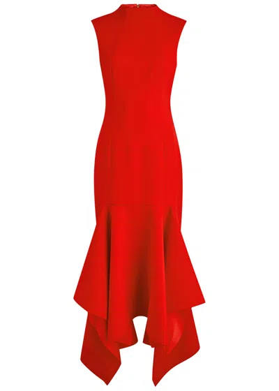 Solace London Trinity Crepe Midi Dress In Red