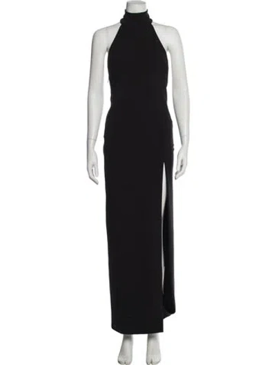 Pre-owned Solace London Turtleneck Long Dress In Black