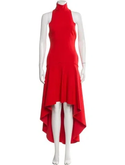 Pre-owned Solace London Turtleneck Long Dress In Red