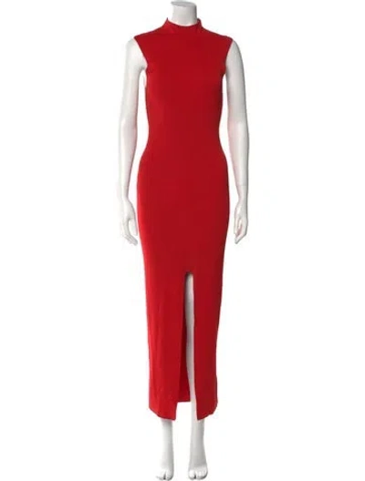 Pre-owned Solace London Turtleneck Long Dress In Red