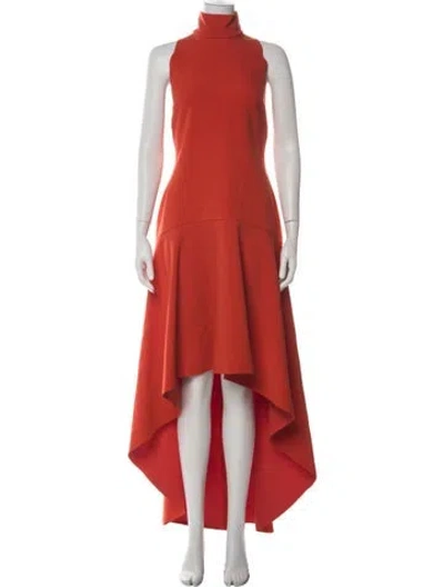 Pre-owned Solace London Turtleneck Long Dress In Red