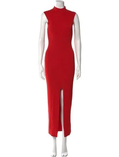Pre-owned Solace London Turtleneck Long Dress In Red