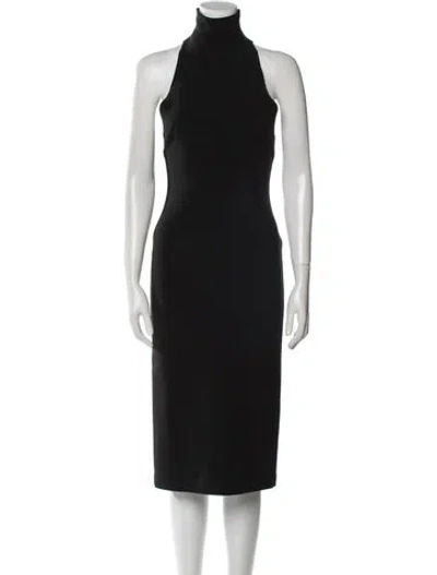 Pre-owned Solace London Turtleneck Midi Length Dress In Black