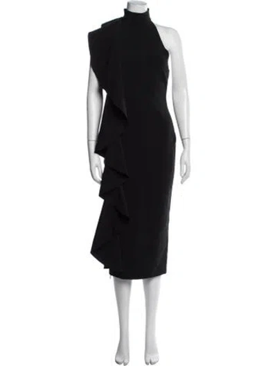 Pre-owned Solace London Turtleneck Midi Length Dress In Black