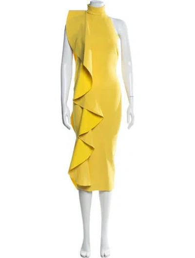 Pre-owned Solace London Turtleneck Midi Length Dress W/ Tags In Yellow