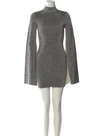 Pre-owned Solace London Turtleneck Mini Dress In Gray