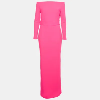 Pre-owned Solace London Ultra Pink Stretch Crepe Sabina Maxi Dress M