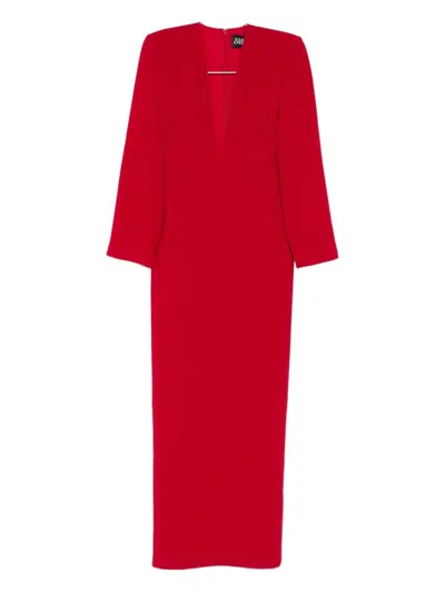 Solace London V-neck Maxi Dress In Red