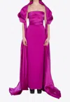 Solace London Vera Strapless Gown With Stole In Fuchsia