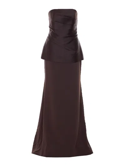 Solace London Brown Alia Maxi Dress In Burgundy