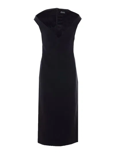 Solace London Black Monica Midi Dress In Multi