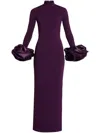 Solace London Viviana Oversized-cuffs Gown In Plum
