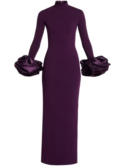 Solace London Viviana Oversized-cuffs Gown In Purple