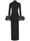 Solace London Viviana Puffed-cuff Crepe Maxi Dress In Black