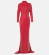 Solace London Vivienne Embellished Gown In Burgundy