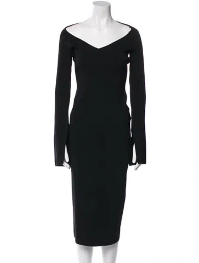 Pre-owned Solace London V-neck Long Dress In Black