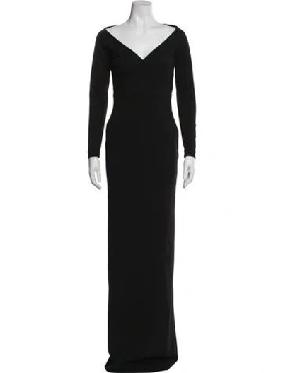 Pre-owned Solace London V-neck Long Dress In Black