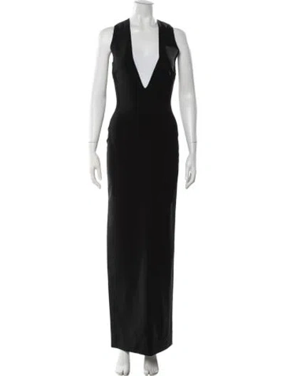 Pre-owned Solace London V-neck Long Dress In Black