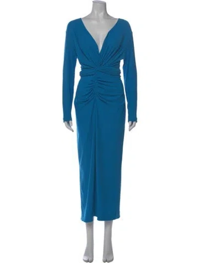 Pre-owned Solace London V-neck Long Dress In Blue