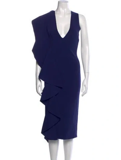 Pre-owned Solace London V-neck Long Dress In Blue