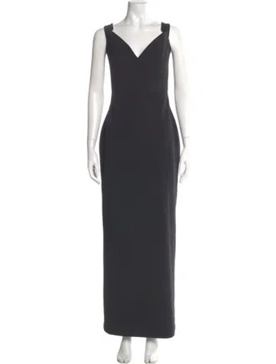 Pre-owned Solace London V-neck Long Dress In Gray