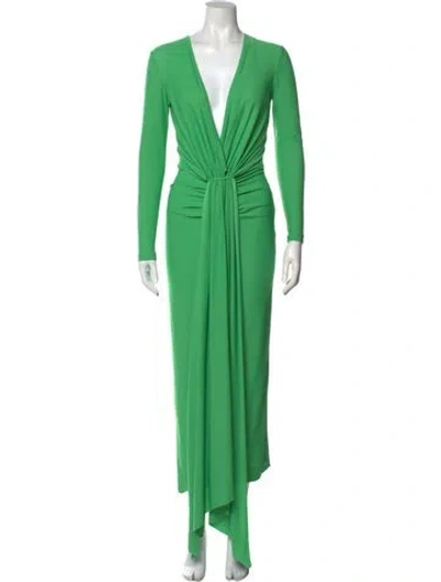 Pre-owned Solace London V-neck Long Dress In Green