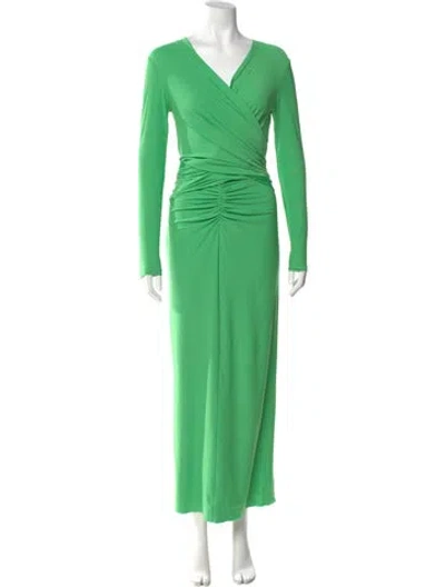 Pre-owned Solace London V-neck Long Dress In Green