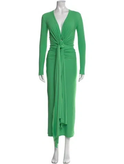 Pre-owned Solace London V-neck Long Dress In Green