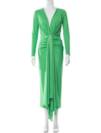 Pre-owned Solace London V-neck Long Dress In Green