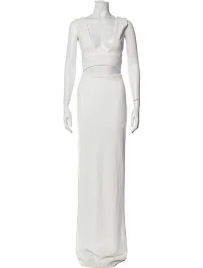Pre-owned Solace London V-neck Long Dress In Neutral