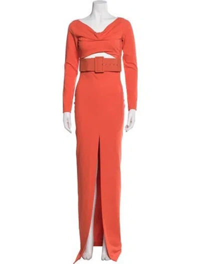 Pre-owned Solace London V-neck Long Dress In Orange