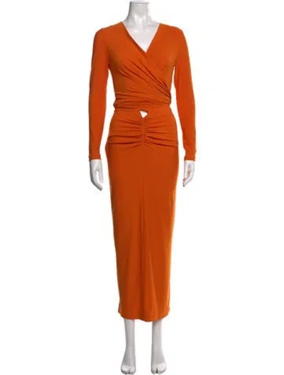 Pre-owned Solace London V-neck Long Dress In Orange