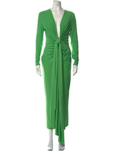 Pre-owned Solace London V-neck Long Dress W/ Tags In Green