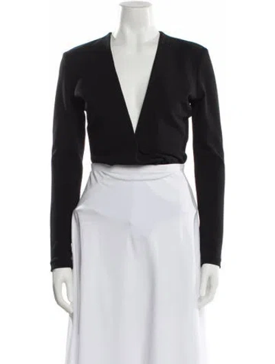 Pre-owned Solace London V-neck Long Sleeve Crop Top In Black