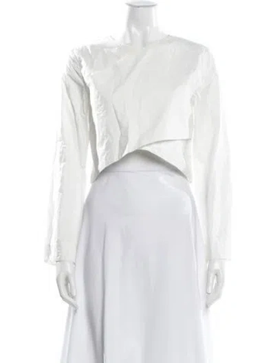 Pre-owned Solace London V-neck Long Sleeve Crop Top In White