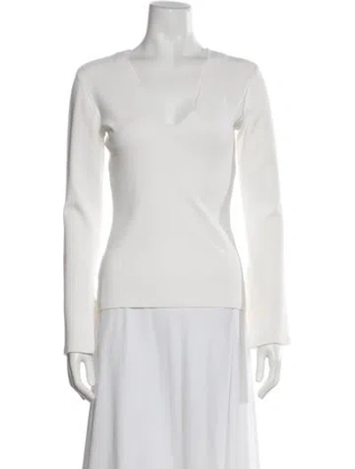Pre-owned Solace London V-neck Long Sleeve Top In White