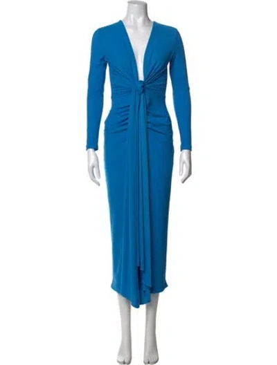 Pre-owned Solace London V-neck Midi Length Dress In Blue