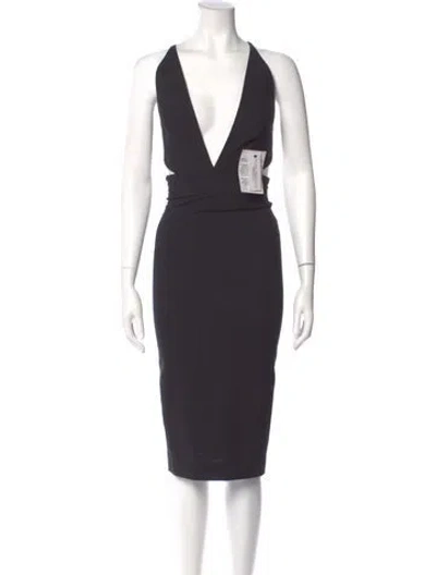 Pre-owned Solace London V-neck Midi Length Dress In Gray