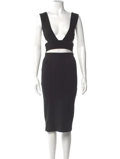 Pre-owned Solace London V-neck Midi Length Dress In Gray