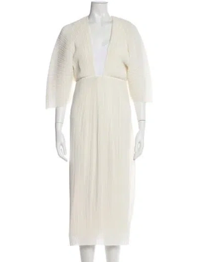 Pre-owned Solace London V-neck Midi Length Dress In White