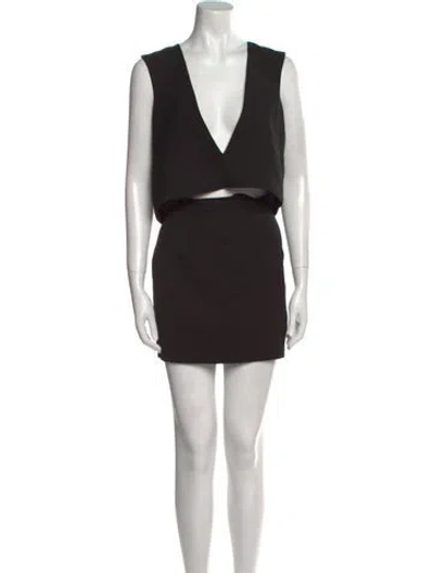 Pre-owned Solace London V-neck Mini Dress In Black