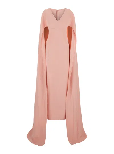Solace London V-neck Sleeveless Tech Fabric Dress In Pink