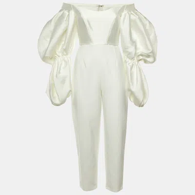 Pre-owned Solace London White Gabardine And Crepe Alba Jumpsuit S
