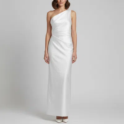 Pre-owned Solace London White Gabardine Slit Kira Maxi Dress S